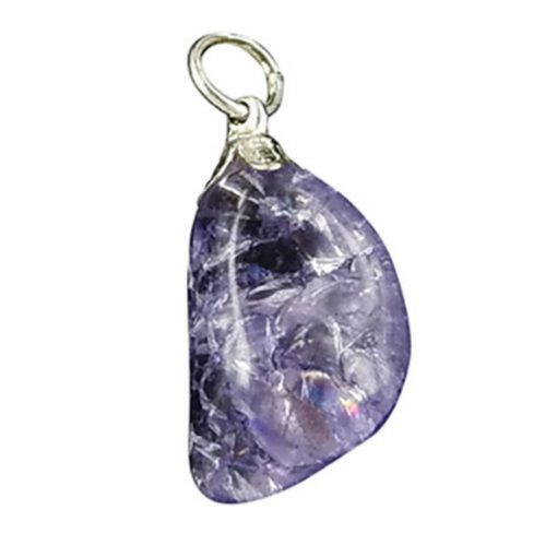Bergkristal edelsteen hanger crackle paars (gekleurd)