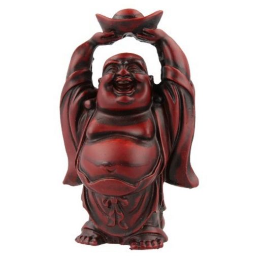 Boeddha rood, 9 cm, schaal boven hoofd
