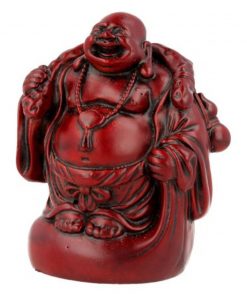 Boeddha rood, 9 cm, staand met kruik
