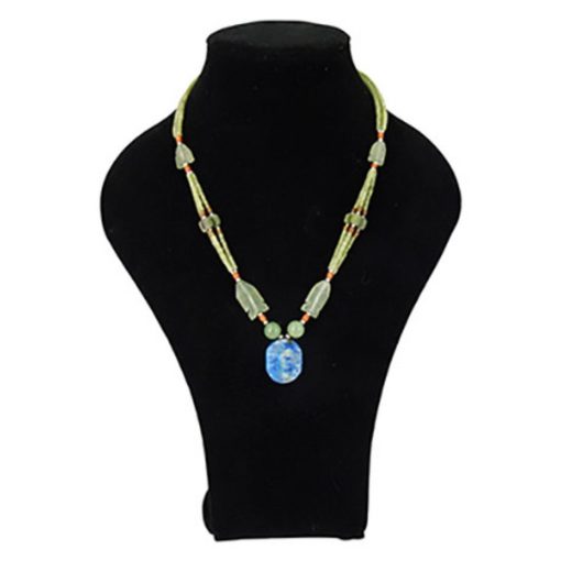 Bohemian ketting Jade met Lapis Lazuli ovaalhanger