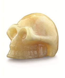 Calciet geel edelsteen schedel klein