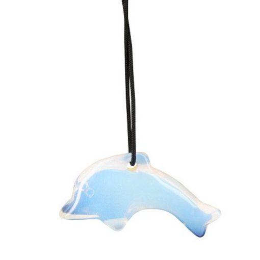 Dolfijn hanger Opaliet (synth) doorboord