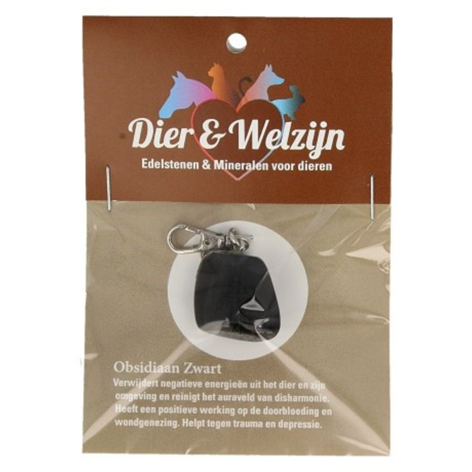 Obsidiaan zwart halsband hanger Dier & Welzijn