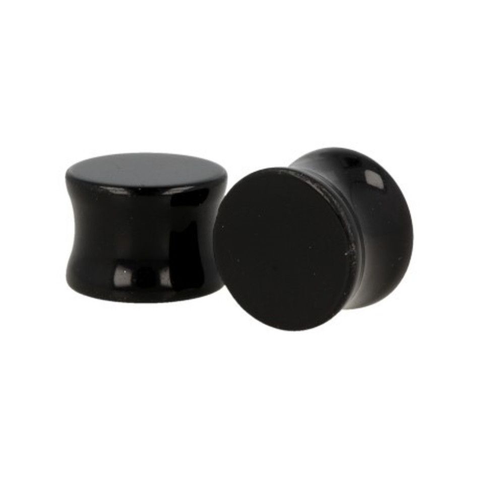 Plug oorpiercing per paar 16 mm Obsidiaan zwart