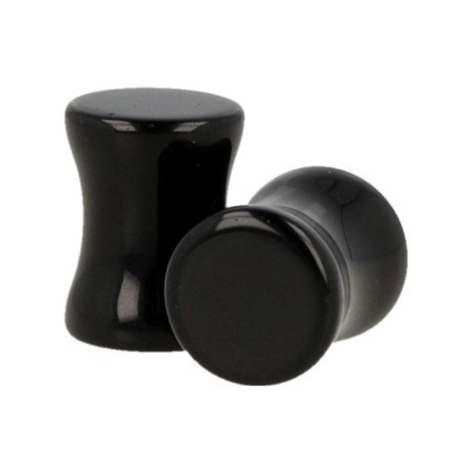 Plug oorpiercing per paar 8 mm Obsidiaan zwart