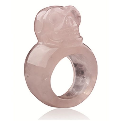 Roze kwarts schedel ring
