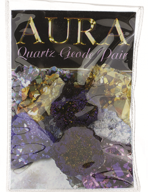 Aura kwarts geoden displayset, 1 st. purple