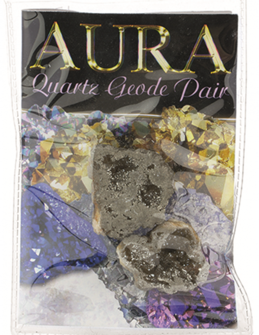 Aura kwarts geoden displayset, 1 st. silver