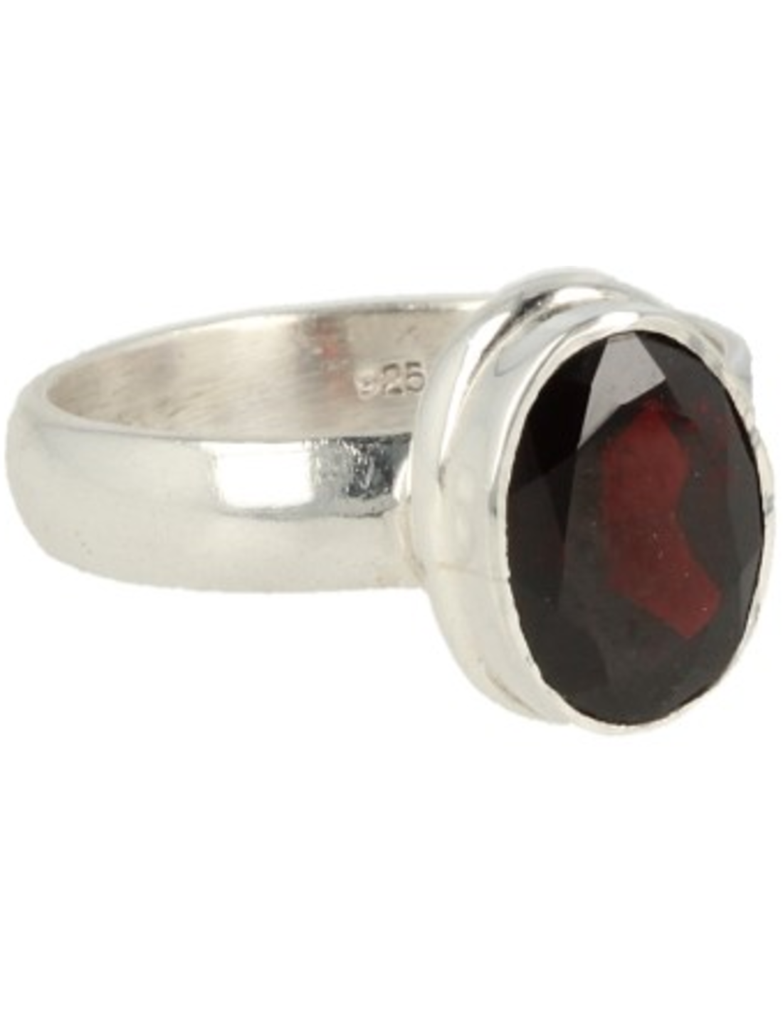 Granaat ring in zilver, facet ovaal - 18,75