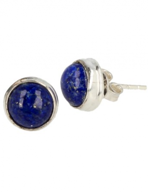 Lapis Lazuli zilveren oorstekers rond