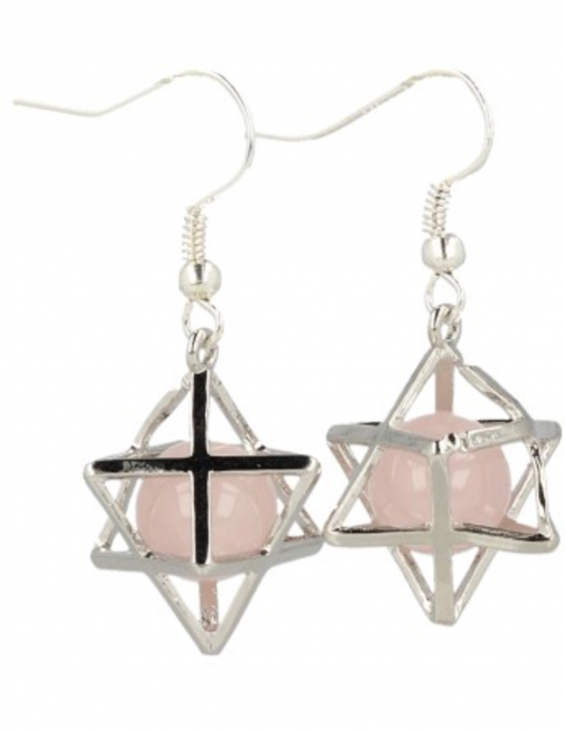 Merkabah oorbellen Roze kwarts