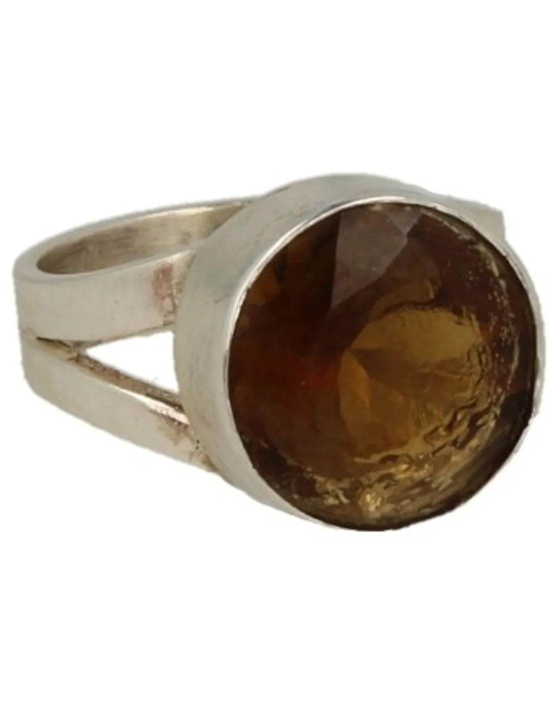Champagne kwarts facet ring zilver - 17,5