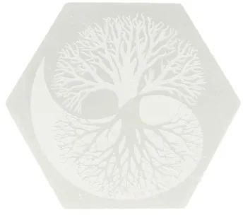 Seleniet oplaadsteen zeskant levensboom 9 cm